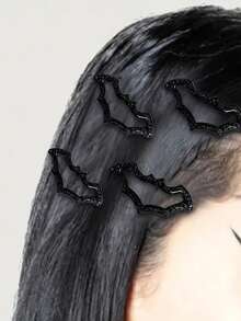 哥特暗黑闪亮蝙蝠翅膀发夹批发 - 合金材质,朋克风格,带亮片,完美适用于万圣节和日常佩戴,是送给女性的理想礼物,日常黑色发饰 | 万圣节主题(黑/红/橙/银/紫)发夹、发爪、发卡、发夹、发卡、学习用品、新年、发饰 - 彩色 - 查看 6