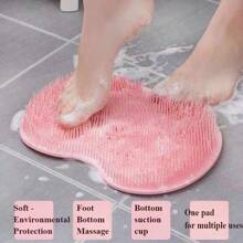 1pc Pink Silicone Foot Massager & Scrubber Pad Set For Bathroom Foot Washing And Rubbing Wonder, Slouchy Person's Foot Brush, Foot Sole Massage Pad, Home Bathroom Foot Rubbing Pad, Anti-Slip Foot Washing Strap, Suction Cup