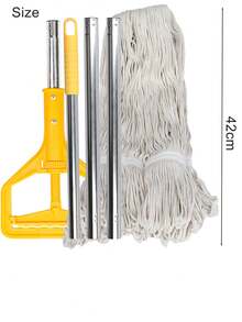 Serpillière commerciale en coton, serpillière à long manche robuste, convient pour le nettoyage des sols de la maison, du garage, du bureau, de l'atelier, de l'entrepôt