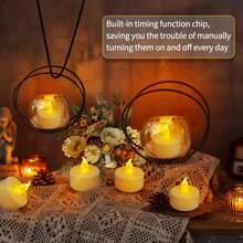 12 piezas de velas electrónicas sin llama con temporizador, ciclo de 6 horas encendido/18 horas apagado, alimentadas por batería CR2032 (talla grande de 180 horas), adecuadas para bodas, cumpleaños, decoración de mesas de fiesta, decoración del hogar (blanco cálido, amarillo cálido)
