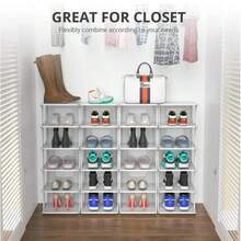 8 Tiers Combination Shoe Rack, Plastic Stackable Shoe Rack Storage Organizer White - White - View 4