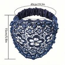 3-Piece Floral Headband Set For Women - Elegant Wide-Brim Hair Accessories With Beaded Details, Perfect For Covering Gray Hair & Casual Styling - Multicolor - View 9