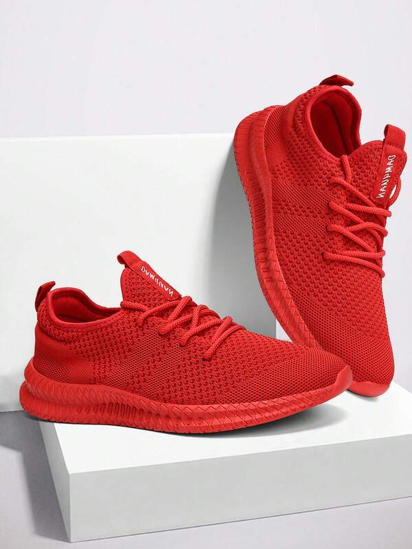 Men Footwear Fashionable Sneakers Outdoor Lightweight Running Shoes Leisure Fitness Shoes Comfortable Anti Slip Casual Shoes Mesh Breathable Walking Shoes Red