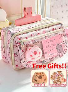 1 Peça Estojo de Lápis Grande de Estilo Novo 2025 com Capacidade, Bolsa de Papelaria Transparente com Tampa Flip Multi-Camadas, Pode Ser Usado para Armazenar Canetas, Borrachas, Réguas e Outras Papelarias, Bolsa de Papelaria à Prova de Poeira e Sujeira para Escrivaninha Escolar, Bolsa de Armazenamento de Cosméticos Multifuncional para Dormitório. Somente os acessórios mostrados abaixo da imagem principal estão incluídos. Volta às Aulas, Materiais Escolares, Estojo de Lápis, Mochila Escolar