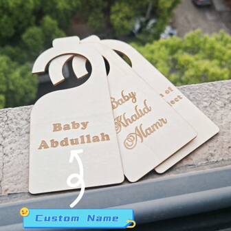 1pc Customized Wooden Letter Name Plate, Door/Wardrobe Tag, Clothing Size Label