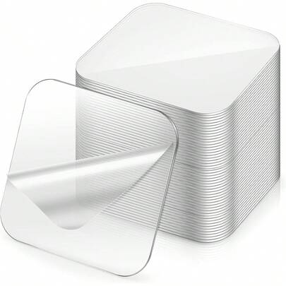 50片双面胶凝胶垫，透明粘性凝胶垫，可拆卸，可水洗，无痕，凝胶胶带适用于DIY，办公室，固定