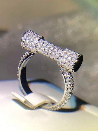 1 件经典方晶锆石戒指，适合女士，情人节礼物，结婚周年派对珠宝