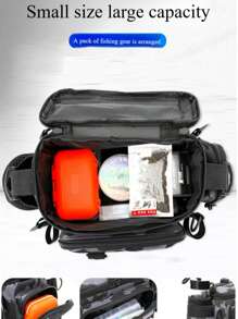 1 pieza Bolsa de pesca impermeable con múltiples compartimentos con patrones camuflaje y geométricos - Opciones de unicolor, cierre con cremallera, correa para el hombro. Ideal para almacenamiento de equipo de senderismo, camping y pesca al aire libre.