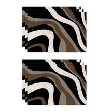 1pc/4pcs/6pcs Daily Decorative Placemat, Black And White Geometric Linen Placemats, Dirt-Resistant Mats, Suitable For Home, Dining Room And Restaurant, Tabletop Decor, Home Goods