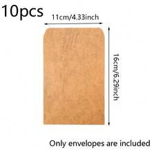 10pcs, Vintage Kraft Paper Envelope Letter Paper, Creative Wedding Party Invitation Card Bag, Retro Literary Postcard Love Letter Gift Decoration, Kraft Storage Paper Bag Office Supplies Back To School - Brown - View 9