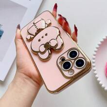 Cute Rabbit Cartoon Phone Case, Makeup Mirror Stand, Compatible With IPhone 17 6/7/8/X/XS/XR/11/12/13/14/15/16, Compatible With Samsung Galaxy S22/23/24/S25, A04/05/06/A14/A15/A16/A17/A24/A25/A34, Redmi Note 7/8/9/10/11/12/13/14/15, Redmi 9/10/12/13C/14C/15c/A5, OPPO, MOTO, Honor, HW, Realme, Reno 7 - TPU Shock-Proof Protective Case With Stand Function (6.6ft Drop Protection)