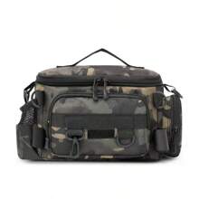 1 pieza Bolsa de pesca impermeable con múltiples compartimentos con patrones camuflaje y geométricos - Opciones de unicolor, cierre con cremallera, correa para el hombro. Ideal para almacenamiento de equipo de senderismo, camping y pesca al aire libre.