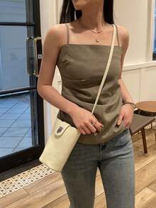 Cowhide All-Match Mobile Phone Bag Fashion Simple Mini Mini Shoulder Messenger Bag - Elephant Gray - View 4