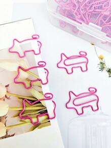 50Pcs/100Pcs Pink Pig-Shaped Paper Clips Cute Animal Shape Bookmark Clips Metal Paper Files Holder Creative Office Supply(Plastic Box Packing)