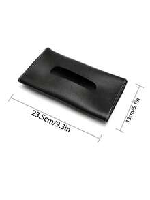 1pc PU Leather Car Sun Visor Hanging Tissue Box, Car Interior Storage Decoration Accessory - Black - View 5