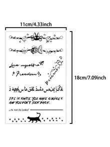 1 Piece, Cat Offset Printing, Suitable For Girls, Waterproof Herbal Temporary Tattoo Sticker, Water Transfer Tattoo Sticker, Waterproof, Realistic, Non Reflective Tattoo Sticker, Can Maintain 7-15, Suitable For Collarbone, Arm, And Abdominal Tattoo Stickers,