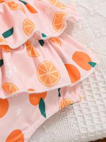 Conjunto de 2 piezas para recién nacida: body de manga corta con estampado de letras azul y cubrepañal con estampado floral, conjunto primaveral adorable