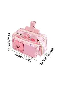 1 Peça Estojo de Lápis Grande de Estilo Novo 2025 com Capacidade, Bolsa de Papelaria Transparente com Tampa Flip Multi-Camadas, Pode Ser Usado para Armazenar Canetas, Borrachas, Réguas e Outras Papelarias, Bolsa de Papelaria à Prova de Poeira e Sujeira para Escrivaninha Escolar, Bolsa de Armazenamento de Cosméticos Multifuncional para Dormitório. Somente os acessórios mostrados abaixo da imagem principal estão incluídos. Volta às Aulas, Materiais Escolares, Estojo de Lápis, Mochila Escolar