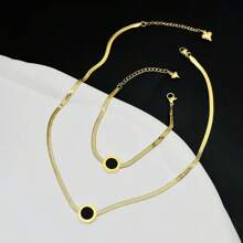 1 Set Elegant Minimalist Fashion Roman Coin & Serpentine Stainless Steel Necklace, Bracelet & Earrings Jewelry Set, Suitable For Women's Daily Outfit Or Commuting Style, Great Gift For Mother's Day
