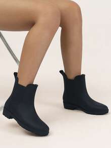 Fashionable Cute Rain Boots For Women, Korean Style Outdoor Waterproof Non-Slip Jelly Shoes, Soft Bottom Comfortable Rain Boots - Black - View 4