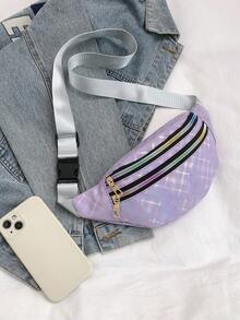 Cross-Border 2025 New Waist Bag Multifunctional Messenger Bag Fashion Laser Waist Bag Waterproof Sports Waist Bag Mobile Phone Bag - Purple - View 8