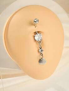 Pearl Shells Belly Button Rings 14G Silvery Barbell Navel Rings For Women Belly Rings Stainless Steel Dangle Belly Rings Belly Piercing Jewelry Beach Vacation - Silver - View 10