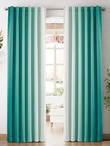 2 Pcs Solid Color Gradient Vertical Stripe Blackout Curtain Blackout Curtains With Coating Insulating Lining, Perfect For Living Room, Bedroom, Kitchen, Bathroom, Home Decoration, Room Decor - màu xanh da trời - Xem 1
