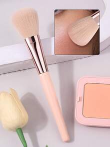 1Pc Sculpting Blush Brush - Powder Blush & Contour Tool For Refined Glam Look, Soft Hair Makeup Essential - Apricot - View 4