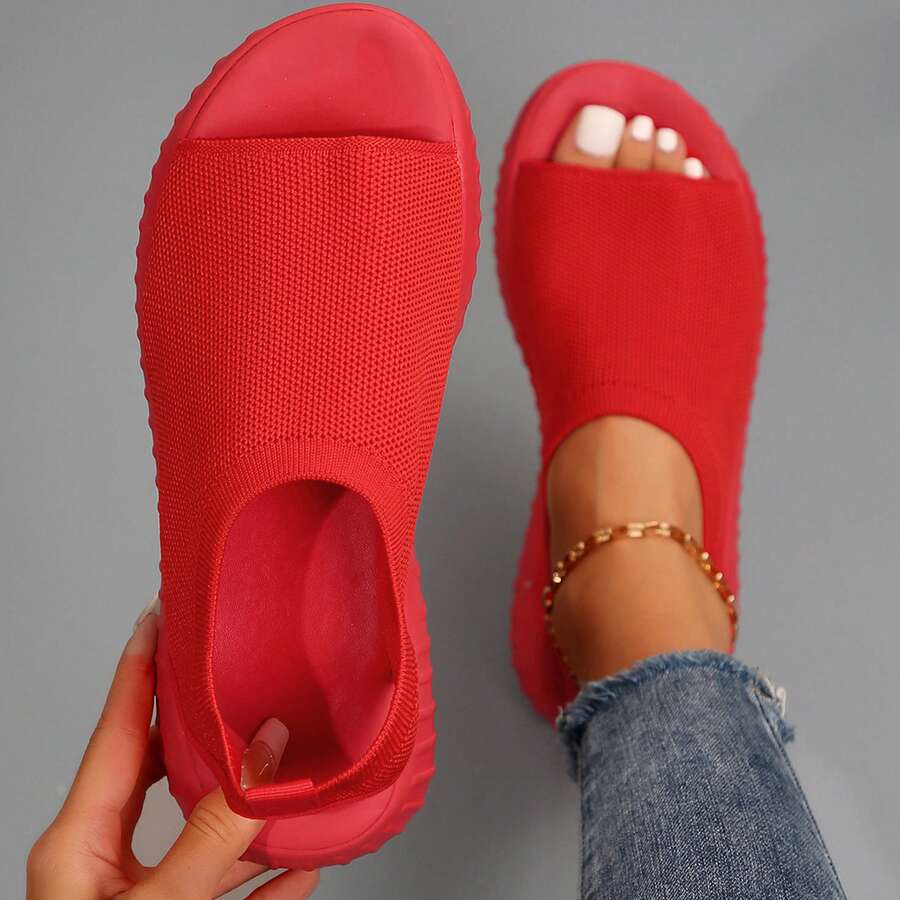 Comfortable Fish Mouth Sandals For Women Mesh Upper Lightweight Beach Ready - 紅色 - 查看 1