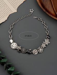 1pc New Design Pentagonal Star Shape Crystal Decor Minimalist Collarbones Chain Necklace For Women - Multicolor - View 6