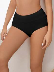 5Pcs Women's Briefs Cotton Sports Fitness Low-Rise Solid Soft Breathable Panties Lingerie Underwear For Woman Intimates  Casual-Comfy      Plain  High Rise  Mid Rise - màu đen - Xem 4