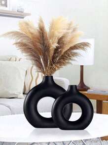 1Pc Plastic Circular Flower Vase Decoration, Simulated Dry Flower Decoration Vase, Artistic Vase For Floral Arrangements, Simple Fall Living Room Exhibition Hall Decoration,Home Decor,Flower Vase,Centerpiece,Table Decor Valentine's Day,Halloween Decor Halloween Decor Fall Decor Room Decor