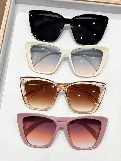 4 sztuki Kocie Oko Plastikowa Ramka Kolorowa Popularna Konstrukcja Spersonalizowana Wielokolorowa Moda Okulary Kombinacja Na Stroje Świąteczne Codzienne Życie Plaża Podróże Ślubne Ubrania Akcesoria