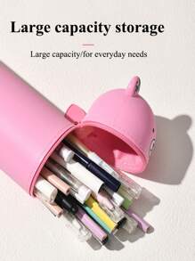 1pc Cute Bear Silicone Pencil Case, Portable Pen Box, Handy Student Stationery Organizer