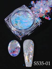 6 Colors Luxury Brocade Power Nail Glitter 1/6 Boxes Opal Pigment, Ice Crystal Pigment, Thin Film, Bright And Transparent Chameleon Glitter Nail Powder, Suitable For DIY Nail Salons Nail Supplies - Multicolor - View 17