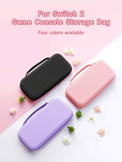 Portable Medium Size Travel Carrying Case Pouch Compatible With Nintendo Switch 2, Switch OLED, Switch NS, Compatible With Switch Console, Accessories, Game Cards, Controllers, Hard Shell With Soft Lining, Available In Pink, Black, Purple, White