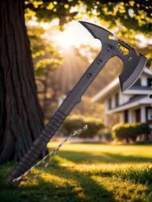 Multifunctional High-Carbon Steel Sapper Axe, Wood-Chopping Handaxe, Mountain Opening Axe, Camping Axe, Arc Fire Axe