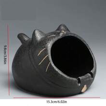 1pc Cute Cartoon Cat Design Ceramic Ashtray For Home & Office Use, Multi-Purpose Including Anti-Wind Car Ashtray