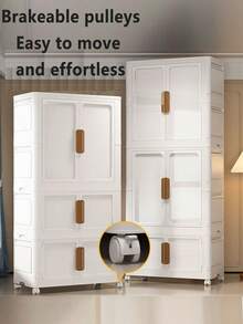 5/4/3/2/1 Layer Storage Cabinet Shelf, Household Wardrobe For Baby Clothes, Toys, Snacks, Easy Assembly, Foldable - White Brown - View 6