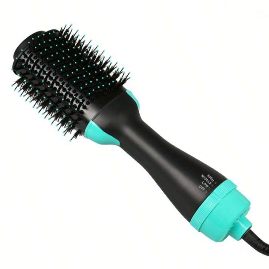 Escova 3 Em 1 Secadora Alisadora 1200w Elétrica Quente Cabelo 110v - Azul menta - Visão 1