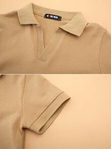 Playera 100% Algodon Cuello V Tipo Polo Manga Corta, Ropa de Niño 6 a 16 Años 110 a 160cm para Adolescentes Juvenil - Verde Oliva - Ver 4