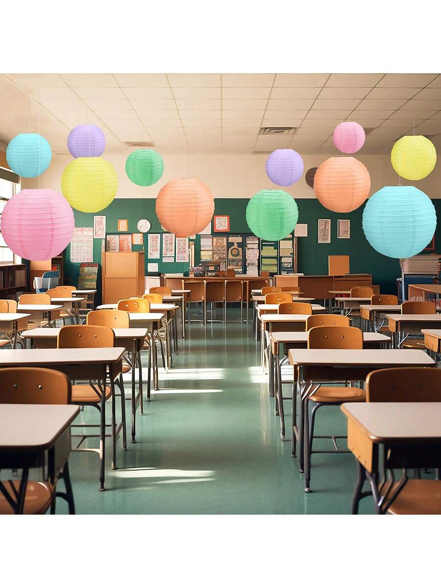 1/3/6 件马卡龙色纸灯笼婚礼装饰套装，适用于乡村婚礼、新娘送礼会、生日、毕业派对、吊灯罩、夏季道具、周年纪念、婚礼、情人节、庭院装饰 - 馬卡龍套裝 - 查看 1