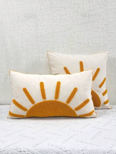 1入組太陽刺繡靠墊套不附帶墊芯