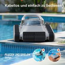 Seauto SAT 30 Pool Robot With Battery, 150 Min. Cordless Pool Vacuum, Pool Robot Floor And Wall, Pool Cleaner With Intelligent Route Planning, Fully Automatic Floor, Waterline & Wall Cleaning, Up To 200 M² - 灰色 - 查看 7