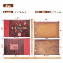 OUR ADVENTURE BOOK OUR Adventure book scrapbook album 11.9 X 7.6 inches 80 pages, 3D retro relief letter leather cover movie, couple memory book, boyfriend gift, couple gift creativity, anniversary celebration