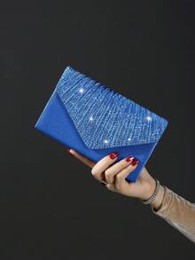 Women's Luxury Elegant Crystal Party Clutch, Shoulder Bag, Bracelet, Necklace, Earrings Set - Royal Blue - View 4