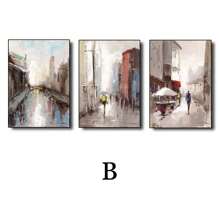 3pcs Modern Urban Abstract Oil Painting Wall Arts Canvas Posters, High-Definition Printing Optional Frame, Office, Classroom, Living Room Home Decoration Hanging Painting ,Wall Art With Frame