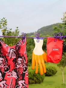 Portable Elastic Retractable Clothesline With 12 Clips - Elastic PVC Coated, Length 70.87 Inch, Suitable For Outdoor Travel And Home Use, Suitable For Backyard, Resort Hotel, Balcony Clothes Drying, Travel Clothesline For Socks And Small Items | Durable Clips, Clothesline Wear Resistant