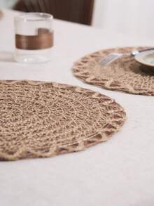 1/4/6/12 件波西米亚风亚麻编织圆形餐垫，适用于厨房、餐桌装饰，适合节日派对、生日、乡村户外用餐，四季皆宜