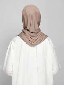 1 chiếc khăn trùm đầu Jersey dành cho nữ, vải Modal, màu trơn, mềm mại như lụa, thoải mái, thoáng khí, khăn choàng Hồi giáo dùng hàng ngày, ngoài trời, cầu nguyện, kích thước 180cm X 70cm - kaki nhẹ - Xem 6